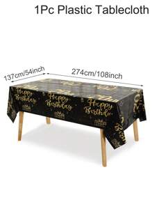 1 pezzo Tovaglia monouso nera e dorata con tema per 18°, 21°, 30°, 40°, 50°, 60°, 70° compleanno per decorazione di feste, raduni, Natale