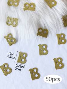 50 pièces/Décor de table Confettis pour 18e anniversaire avec impression de numéros, Noël - Doré - Voir 4