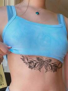 1 Sheets Big Size Body Art Temporary Tattoo Stickers For Women And Men, Sexy Butterfly Totem Pattern, Waterproof Fake Tattoo, Lasts 2-5 Days, Covering Scars,Can Be Used On Arms Wrist Shoulders Legs Waist Neck Hand Chest Thighs Finger, Suitable For Parties, Gifts, Vacations - Black - View 4