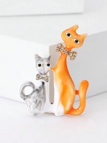 1pc Fashionable Enamel Cat Brooch Suitable For Women's Daily Wear - Cat - View 9