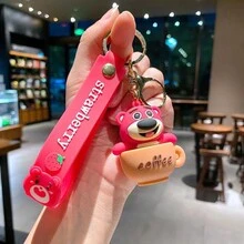 可愛草莓熊卡通鑰匙扣，迷人的鑰匙扣，鑰匙扣，鑰匙包，鞋子，手提包，汽車吊飾 - coffee - 查看 1