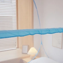 Lưới chống muỗi cho giường đôi, Màn chống muỗi cho giường đơn, Thiết kế hình trái tim, Kích thước lớn có thể gập lại, Lưới chắc chắn bằng polyester 30GSM, Dây thép chống ăn mòn bọc nhựa PVC - Màu xanh lam - Xem 6