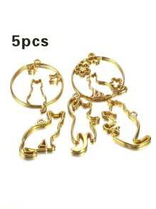 5pcs Cat Border Resin Molds, Silicone Geometric Hollow Metal Frame Bezel, Epoxy Resin Molds Pendant For DIY Jewelry Making - Yellow Gold - View 1