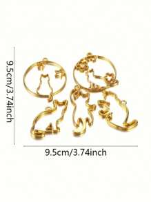5pcs Cat Border Resin Molds, Silicone Geometric Hollow Metal Frame Bezel, Epoxy Resin Molds Pendant For DIY Jewelry Making - Yellow Gold - View 3