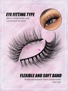 7对Asiteo自然逼真仿貂毛假睫毛，交叉蓬松卷翘，可重复使用，适合日常佩戴，条状假睫毛 - 眼尾拉長款 - 查看 3