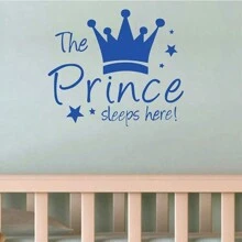 1pc Blue Princess Crown Wall Sticker, Girls Bedroom Decorative Decal, Suitable For Nursery Decoration Baby Shower Family Decorations Gifts - Blue - View 5