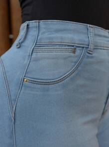 Women Jeans - 淺色水洗藍 - 查看 4