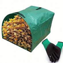 1入組53加侖可重複使用花園落葉袋，庭院草地落葉袋，戶外花園垃圾袋，耐腐蝕落葉存儲袋，大容量花園清潔袋，綠色有手把落葉袋 - 綠色 - 查看 5