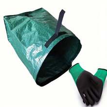 1入組53加侖可重複使用花園落葉袋，庭院草地落葉袋，戶外花園垃圾袋，耐腐蝕落葉存儲袋，大容量花園清潔袋，綠色有手把落葉袋 - 綠色 - 查看 7