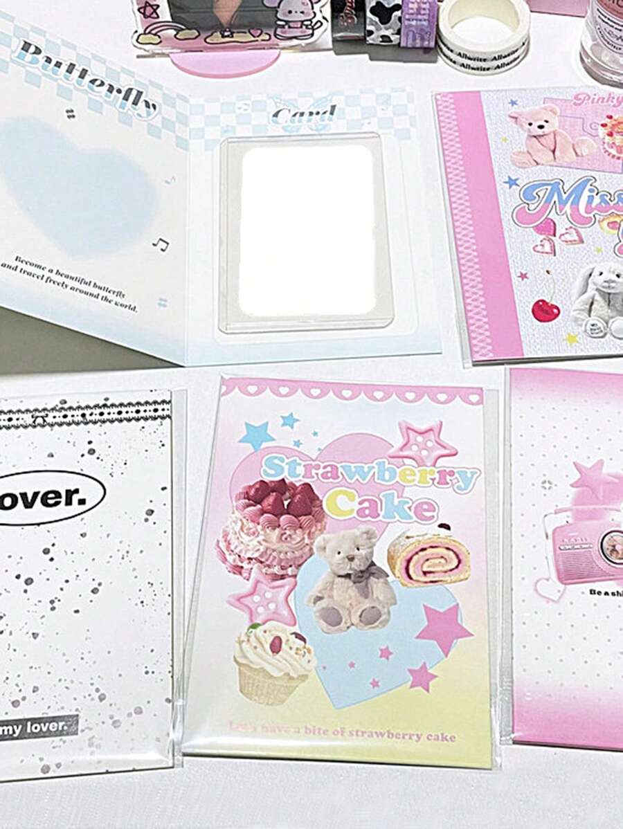 10PCS Korean Ins Fashion Cute 3-Inch Photo Card Back Card Foldable Card Holder Original Ins Folding Card Packaging Material Card Set Card Delivery Message Card Gift Packaging Card Greeting Card Campus Supplies Student Stationery,Funny,Gift Card Back To School,Valentine,Wedding,Mother's Day,Mom's Gift,Back To School,School Supplies - Multicolor - View 1