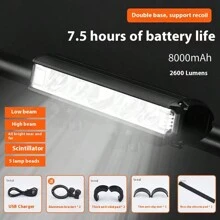 1pc High Brightness Aluminum Alloy Bicycle Light, 2600 Lumens, USB Rechargeable Flashlight Bicycle Front Light - Multicolor - View 13