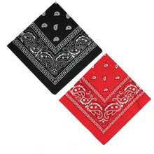 Women Bandana & Square Scarves - 1 Black and 1 Red - View 1