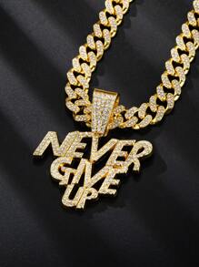 2pcs Couple's Gold Plated 3D Rhinestone Crown QUEEN And BOSS Chain Necklace, Hip-Hop Alphabet King Crown Pendant Necklace For Daily Wear, Valentine's Day Gift - Yellow Gold - View 6