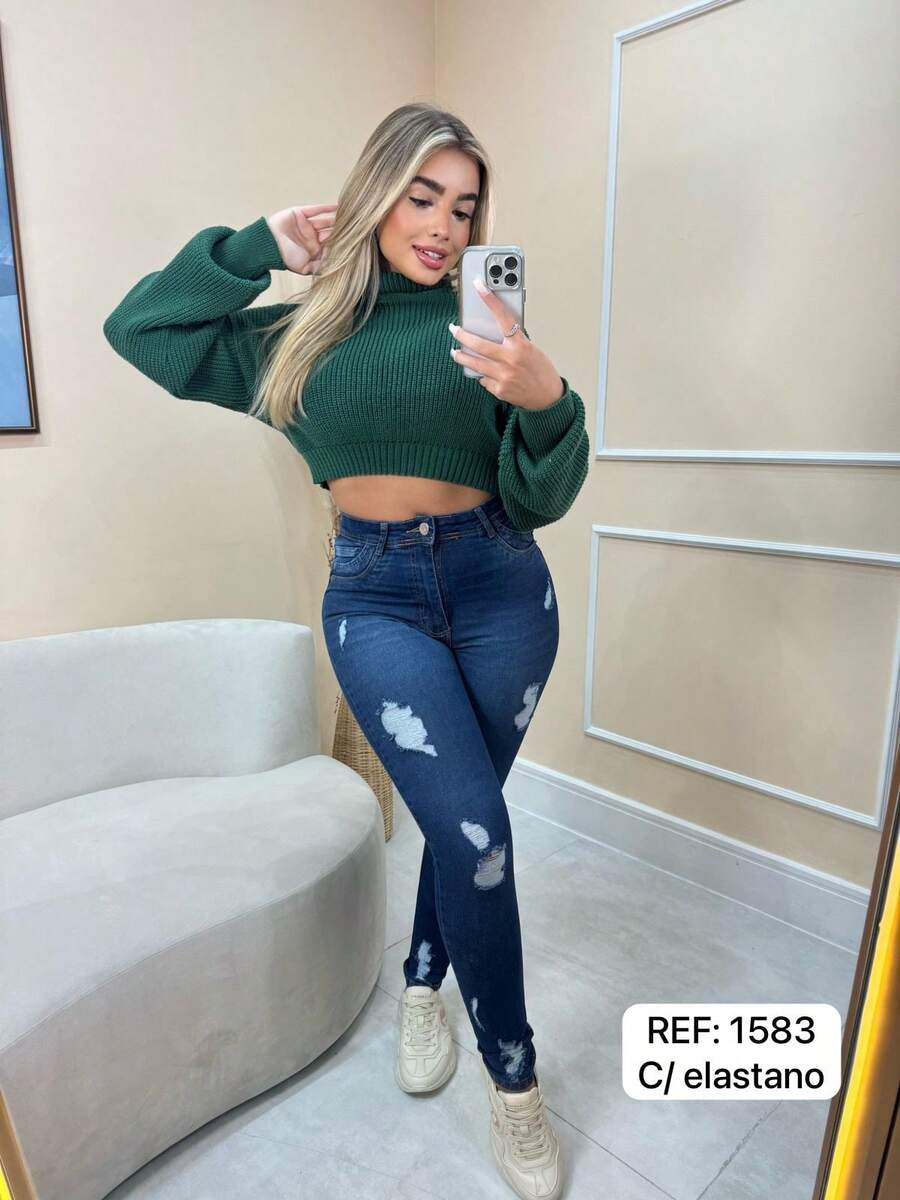 Women Jeans - 藍色 - 查看 1