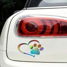 Anime-Inspired Glitter Heart Paw Decal - Durable, Self-Adhesive Car Window Sticker, Sparkling Cartoon Design - White - View 5