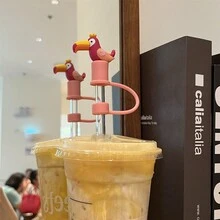 6入組3D可愛動物彩虹防塵矽膠吸管套，適用於10毫米/0.4英寸吸管，40oz/30oz/20oz杯子（由矽膠製成，不是PVC） - 彩色 - 查看 8