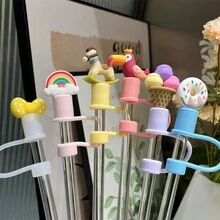 6入組3D可愛動物彩虹防塵矽膠吸管套，適用於10毫米/0.4英寸吸管，40oz/30oz/20oz杯子（由矽膠製成，不是PVC） - 彩色 - 查看 14