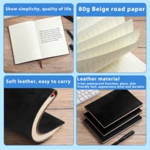 A5 Sổ tay bìa mềm màu đen/Giấy ghi chú màu/Bút bi lăn đen Nhanh khô Bút trung tính Văn phòng phẩm Bộ văn phòng - màu sắc - Xem 5