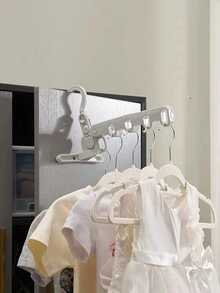 Có thể gập lại Di Động Móc Treo Quần Áo Phơi Móc Treo 5 Lỗ Đa Năng, Dụng Cụ Sấy Đồ Giặt - Màu Xám nhạt - Xem 10