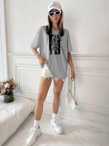 Women T-Shirts - 灰色 - 查看 3