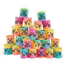 12/24/36 件彩虹弹簧玩具，生日派对礼物，迷你鼓励面部表情来吧，精美图案彩色彩虹霓虹塑料圆形弹簧玩具，趣味玩具礼物填充用品 - 彩色 - 查看 1