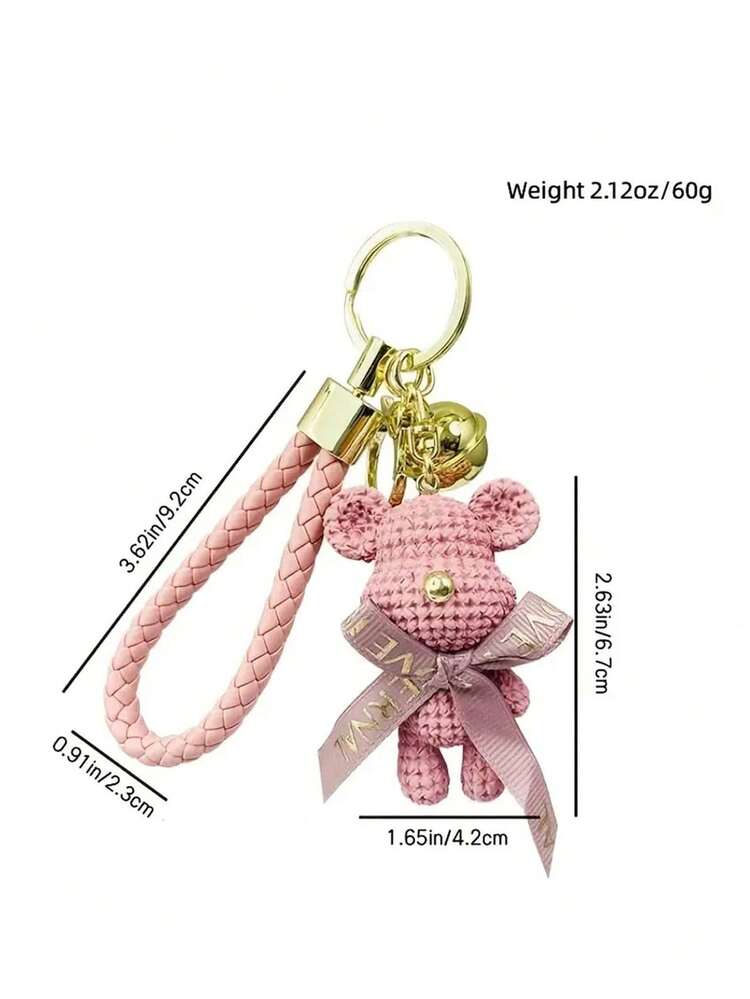 1入可愛的熊熊鑰匙扣，女士背包和手提包的完美配件！卡通樹脂熊熊娃娃汽車鑰匙扣，時尚可愛熊熊娃娃袋掛件 - 彩色 - 查看 12
