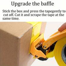 One Handheld Metal Tape Cutter, 6CM/2.25inch Width, Thickened, Transparent, Iron Fastening Tool For Express Delivery, Adhesive Tape Machine With Automatic Sealing And Cutting Functions, Manual Packing Sealer - Yellow - View 6