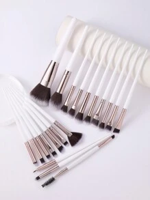 20支化妆刷套装，包含散粉刷、轮廓刷、腮红刷、高光刷、眼影刷、眉刷、睫毛刷、眼影刷、晕染刷、晕染刷，刷毛柔软，方便携带，旅行必备，女士/女孩礼物，化妆刷套装，化妆刷套装，化妆刷套装，全套化妆工具，化妆刷套装，化妆刷套装，化妆礼品套装，套装，赠品，专业化妆刷，全套化妆工具 - 白色 - 查看 2