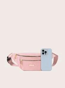 牛津布腰包，女士大容量腰包金屬裝飾單肩包