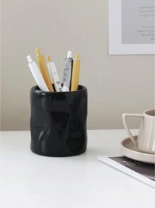 Cabin Kangaroo 1 件/2 件纹理陶瓷化妆刷架，不对称浮雕设计高端办公桌收纳笔筒，迷你陶瓷花瓶装饰，适用于客厅、卧室、办公室、节日礼物、生日、假日海滩、浴室收藏、卧室收藏，大容量 - 彩色 - 查看 8