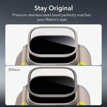 1入組適用於Apple Watch Series的鋼化玻璃屏幕保護殼，49mm Apple Watch Ultra超薄鋼化玻璃屏幕保護器，9H耐磨鋼化玻璃＋鈦合金框架，[保持原樣][觸感靈敏]輕盈防護玻璃貼膜，兼容Apple Watch Ultra，原色/黑色 - 鈦色 - 查看 5