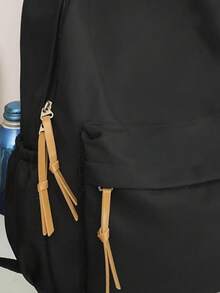 1 Cặp sách thông thường, phong cách tối giản, màu trơn, ba lô bằng nylon, ví có dây đeo có thể điều chỉnh, trọng lượng nhẹ, sức chứa lớn, ba lô đi học có khóa kéo cho bé gái & bé gái tuổi teen & bé trai & bé trai tuổi teen & cho trường học & trường trung học cơ sở & trường trung học phổ thông & ngoài trời & du lịch - màu đen - Xem 9