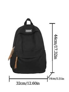 1 Cặp sách thông thường, phong cách tối giản, màu trơn, ba lô bằng nylon, ví có dây đeo có thể điều chỉnh, trọng lượng nhẹ, sức chứa lớn, ba lô đi học có khóa kéo cho bé gái & bé gái tuổi teen & bé trai & bé trai tuổi teen & cho trường học & trường trung học cơ sở & trường trung học phổ thông & ngoài trời & du lịch - màu đen - Xem 3