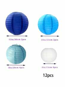 12pcs Party Decoration Paper Lanterns, Foldable Round Hanging Decorations For Birthday Wedding Decor, Back To School Valentine Day