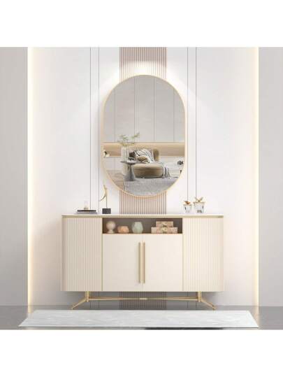 CASSIL Oval Mirror, 50 75 Cm, Bathroom Metal Frame Horizontal Or Vertical Suspension, Living Room, Bedroom, Entrance Makeup Spiegel (Black, Gold) view 2