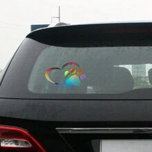 Anime-Inspired Glitter Heart Paw Decal - Durable, Self-Adhesive Car Window Sticker, Sparkling Cartoon Design - White - View 4