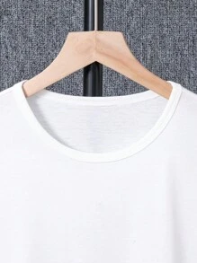 Tween Boy Knitted Short Sleeve And Shorts Set, Summer Casual And Comfortable Simple Printed Holiday Style 2-Piece