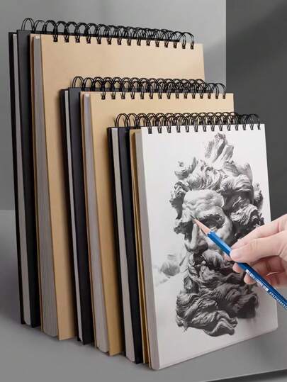 1 Pack Of 30 Sheets, Vintage Kraft Sketch Pads, Artist-Grade - Spiral Bound Sketchbook, A4, A5, A6 Sizes, Acid-Free Art Sketch Paper, For Drawing, Sketching, Writing, Suitable For Adults, Beginners, Artists, Can Be Used As Back-To-School Gift