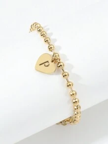 Vòng tay hạt chữ cái đầu 26 chiếc, Vòng tay chữ cái hình trái tim bằng thép không gỉ màu vàng dùng để đeo hàng ngày cho ngày lễ tình nhân, mẹ, mẹ, ngày của mẹ, quà tặng - Nhiều màu - Xem 17