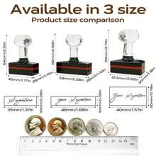 Reproduce Your Handwriting Signature - Customizable Self-Inking Signature Stamp With Multiple Sizes, Use It To Stamp Invitations, Documents, Cards, Bags, Etc. Design Can Be Customized Multi-Functional Workers For Anniversaries, For Birthdays, For Weddings, For Christmas, For Winter, For Fall/Autumn, For School, For Business/Work/Office Back To School - Black - View 4