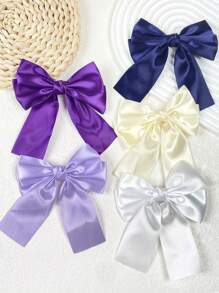 5 piezas Pasadores de pelo con lazo de cinta de unicolor, pasadores de pelo con lazo de satén de estilo dulce, pasadores de pelo para la nuca, pasadores de pelo para cola de caballo, pasadores de pelo para la parte superior, pasadores de pelo tipo caimán, accesorios para el cabello, edición limitada de temporada, pasadores de pelo para regalo de pareja de San Valentín, horquillas, útiles escolares - juego de 5 piezas - Ver 20