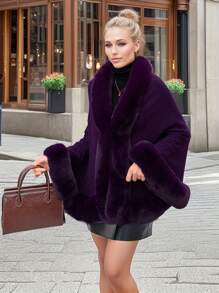 1pc Acrylic Knitted Fabric Faux Mink Collar Plain Color Cape Shawl, Elegant Vintage Style Suitable For Qipao And Evening Dress, Short Knitted Cardigan Jacket For Autumn/Winter - Multicolor - View 13