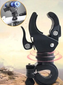 1pc Bicycle Light Holder Clamp 360 Degree Rotation Flashlight Mount Bracket For Front Light, Mountain Bike Riding Accessory - Black - View 1