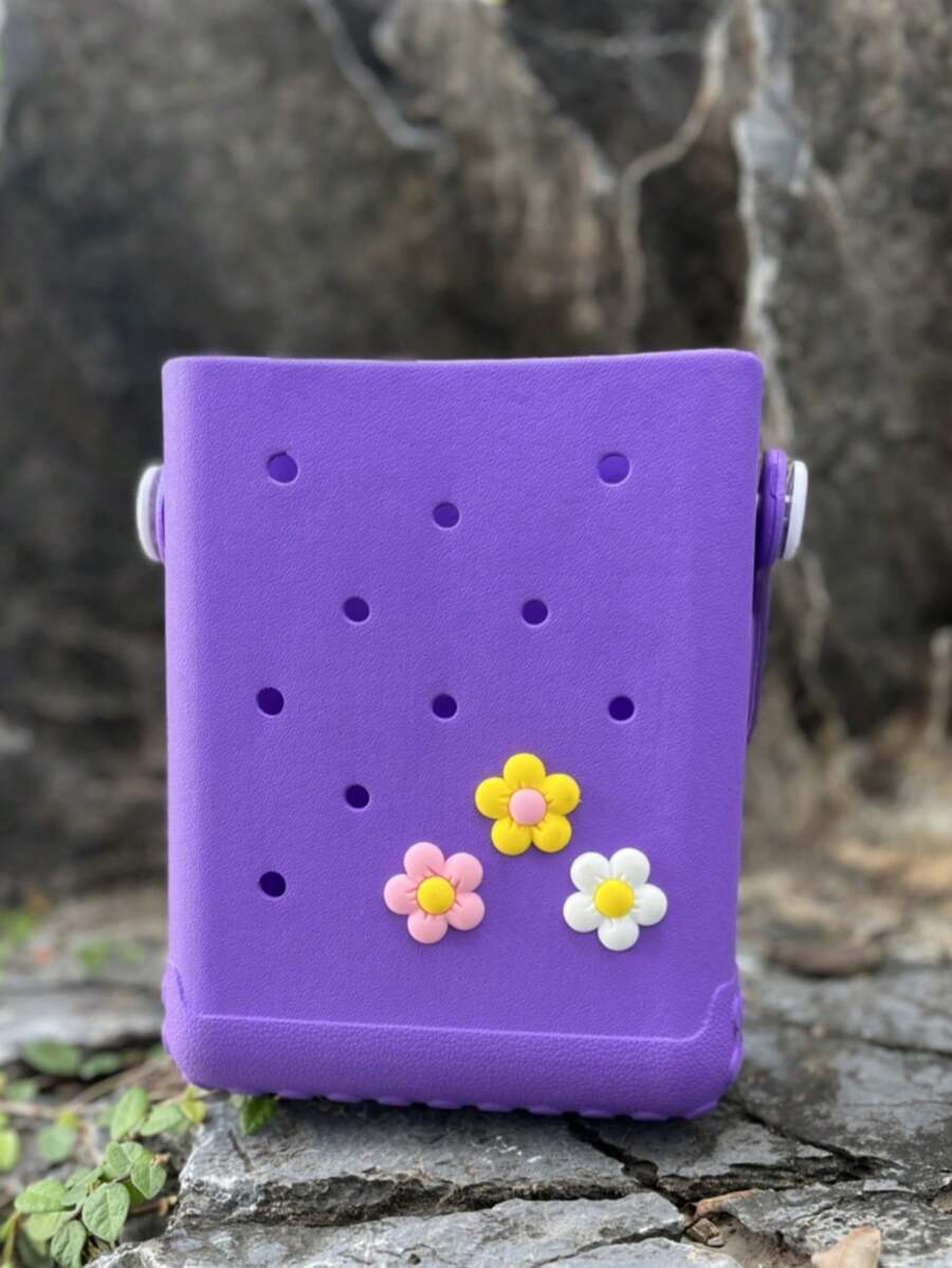 EVA多色手提袋小巧防水，EVA戶外旅行手提袋，袋子孔袋，女性度假和假期的手提包，沙灘必備，夏日必備，最佳沙灘女包 - 紫色 - 查看 1