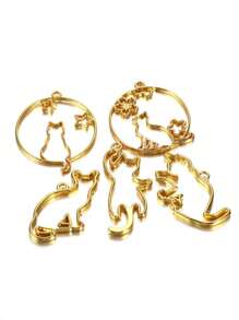 5pcs Cat Border Resin Molds, Silicone Geometric Hollow Metal Frame Bezel, Epoxy Resin Molds Pendant For DIY Jewelry Making - Yellow Gold - View 10
