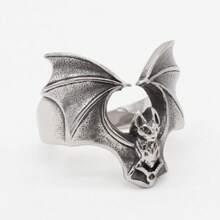 1 Stück Fledermaus Design Edelstahl Ring, modisch für Unisex Halloween, US Größe