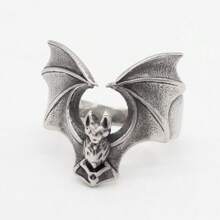 1 Stück Fledermaus Design Edelstahl Ring, modisch für Unisex Halloween, US Größe