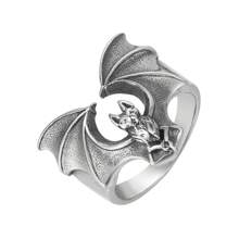1 Stück Fledermaus Design Edelstahl Ring, modisch für Unisex Halloween, US Größe