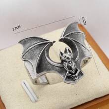 1 Stück Fledermaus Design Edelstahl Ring, modisch für Unisex Halloween, US Größe