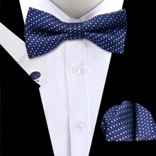 Set di cravatta, fazzoletto da taschino e gemelli, Combo di accessori di moda in stile britannico multicolore per uomini d'affari, incontri d'affari e matrimoni - Multicolore - Visualizzare 69